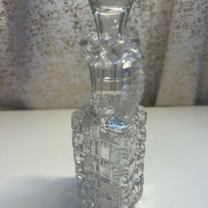 Vintage Cut Glass Cruet / Decanter with Handle & Stopper